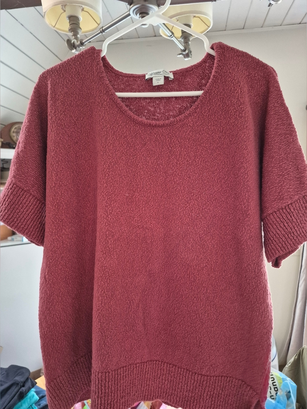 Short-Sleeve Top in Dusty Rose, Size L Large